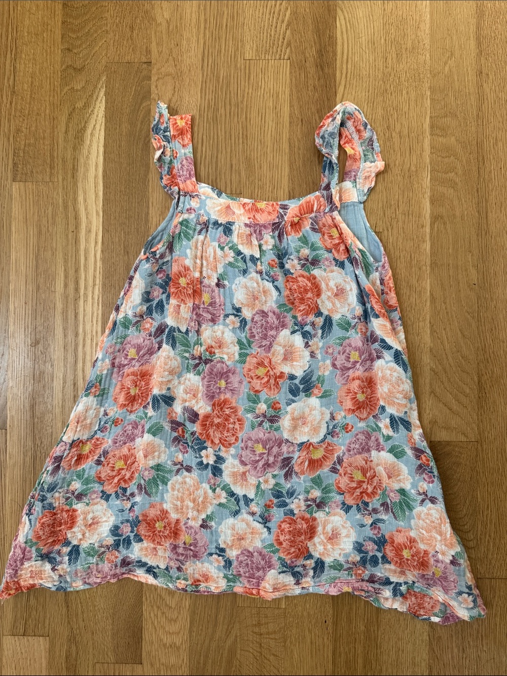 Girls Floral Ruffle Strap Tank Top - Multicolor